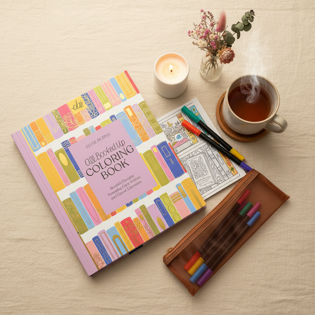 All Booked Up Coloring Book - Flat Lay