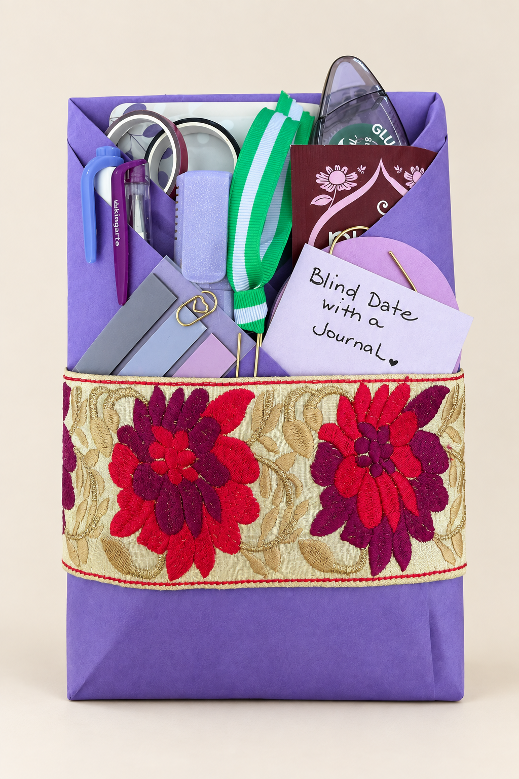 Purple journal gift with a clean background