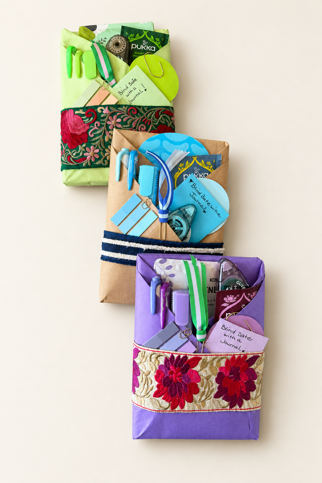 Three journal gifts with a clean background